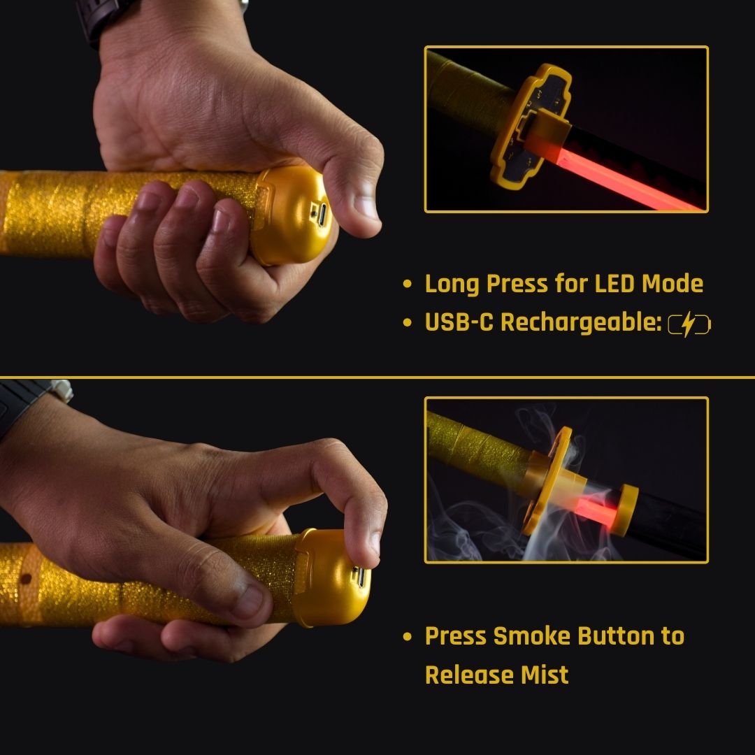 Yoriichi Tsugikuni Smoke Katana Sword – Demon Slayer 103cm Multi-Color LED Glowing Blade V2