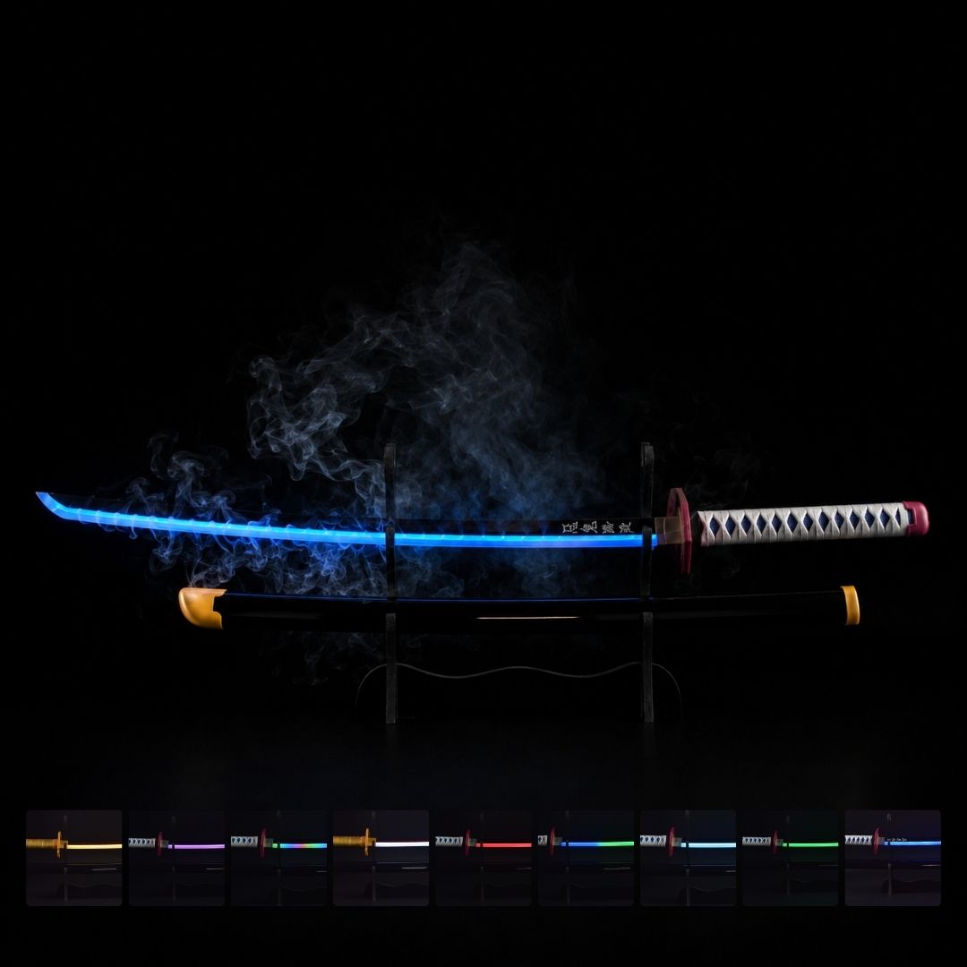 Giyu Tomioka Smoke Katana Sword – Demon Slayer 103cm Multi-Color LED Glowing Blade V2