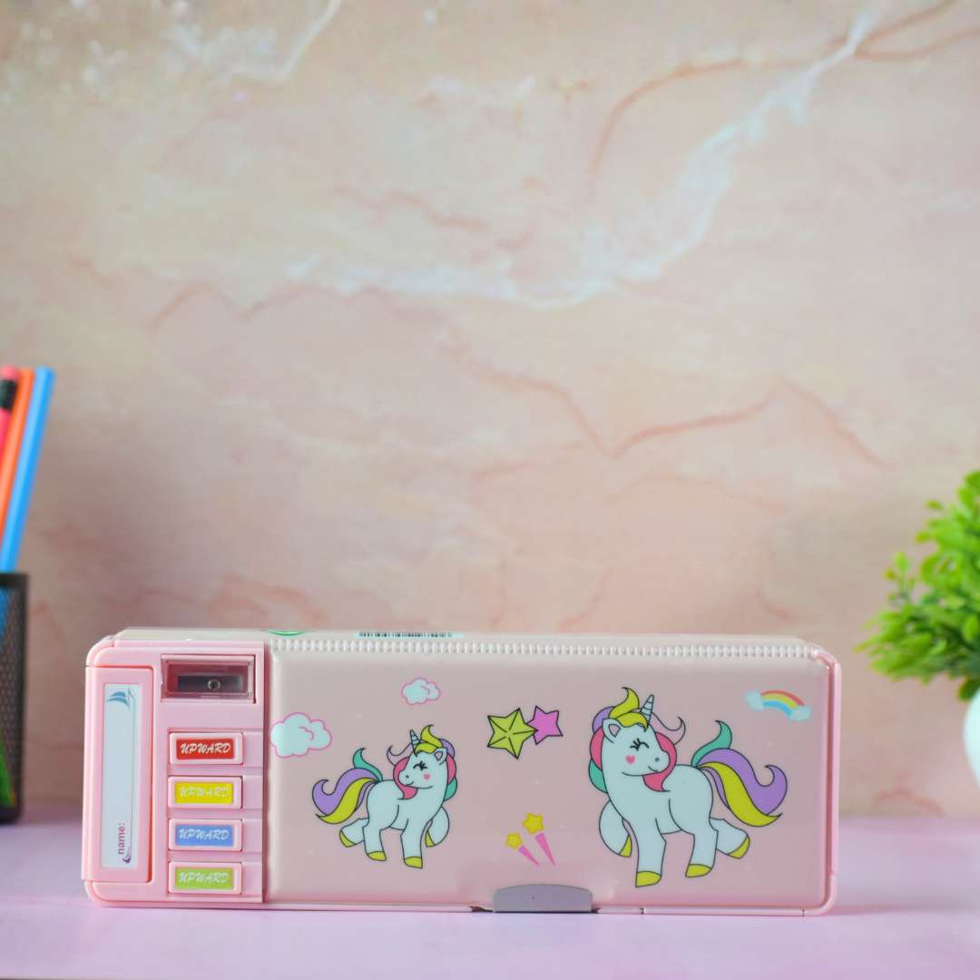Cute Girl Cartoon Theme Multi-Compartment Pencil Box for Kids