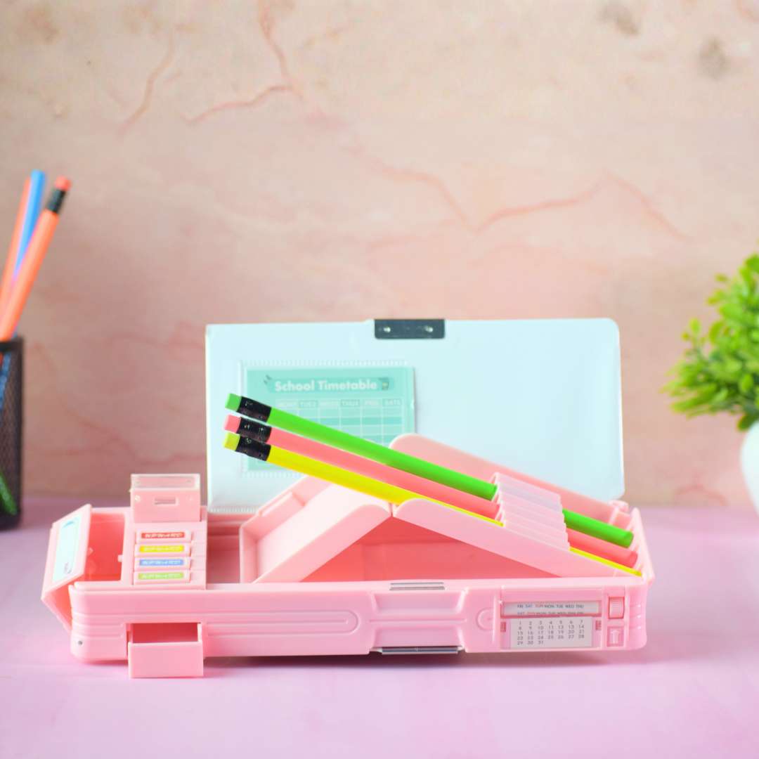 Cute Girl Cartoon Theme Multi-Compartment Pencil Box for Kids