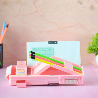 Cute Girl Cartoon Theme Multi-Compartment Pencil Box for Kids