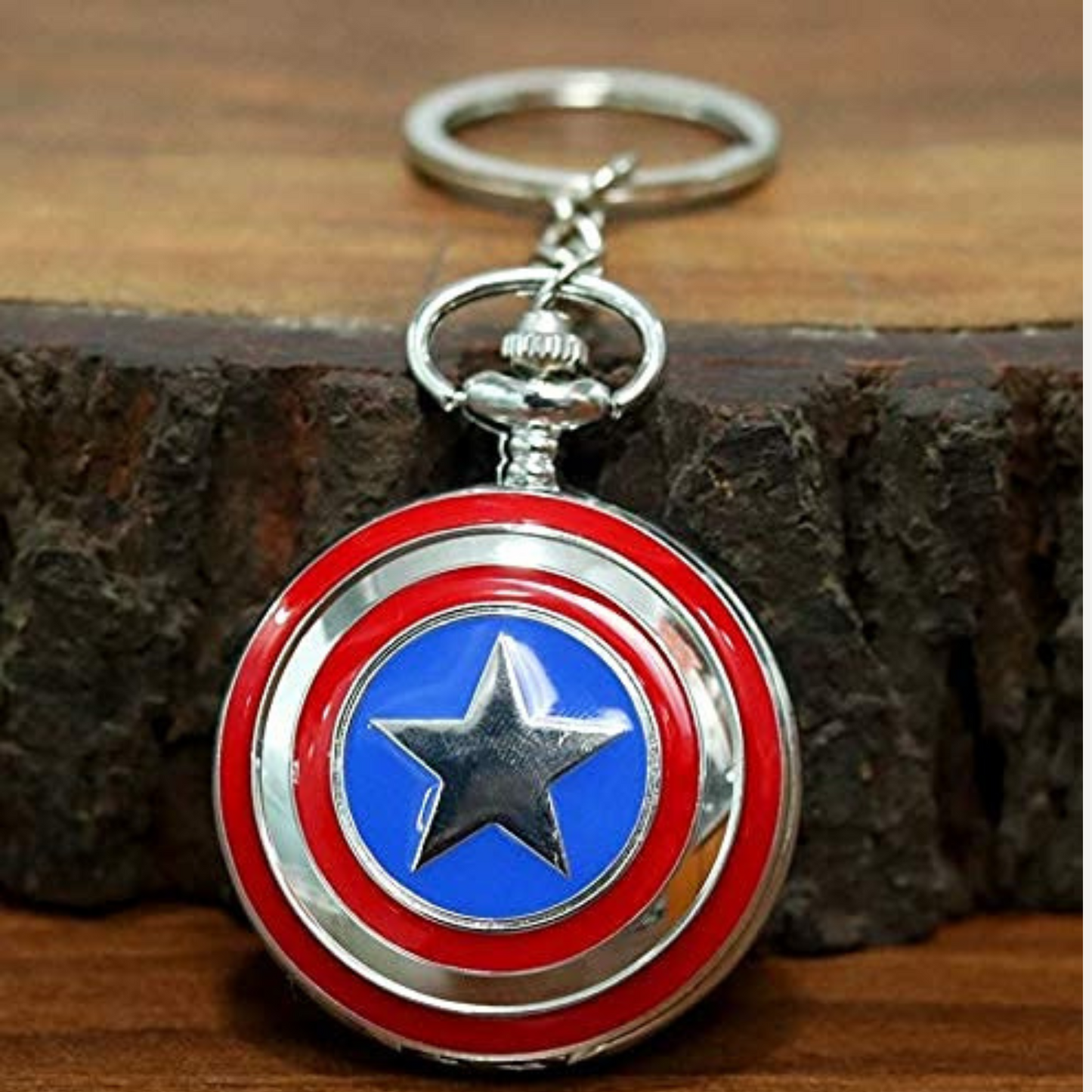 Captain America Shield Pocket Watch Metal Keychain