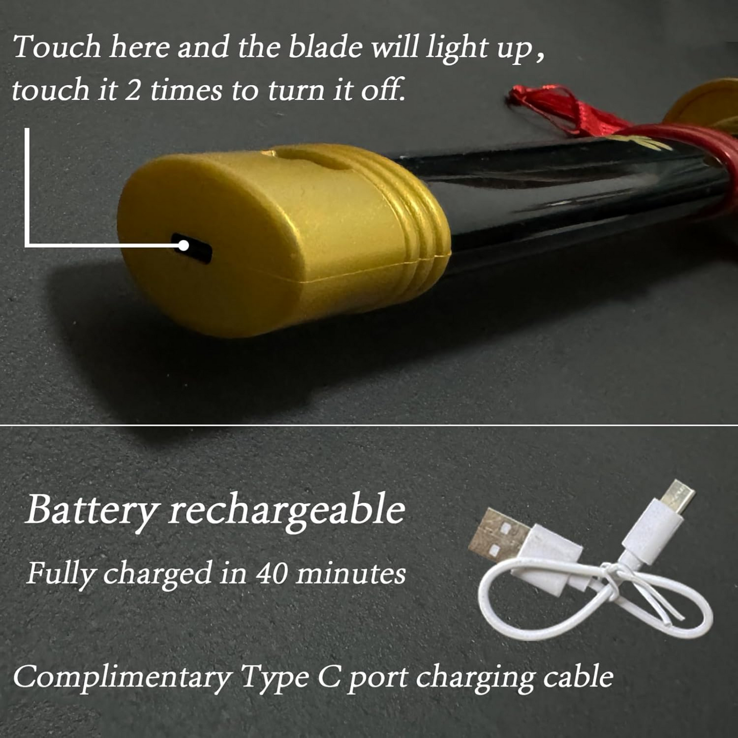 One Piece Yama Enma black LED katana replica with glowing blade – 108 cm