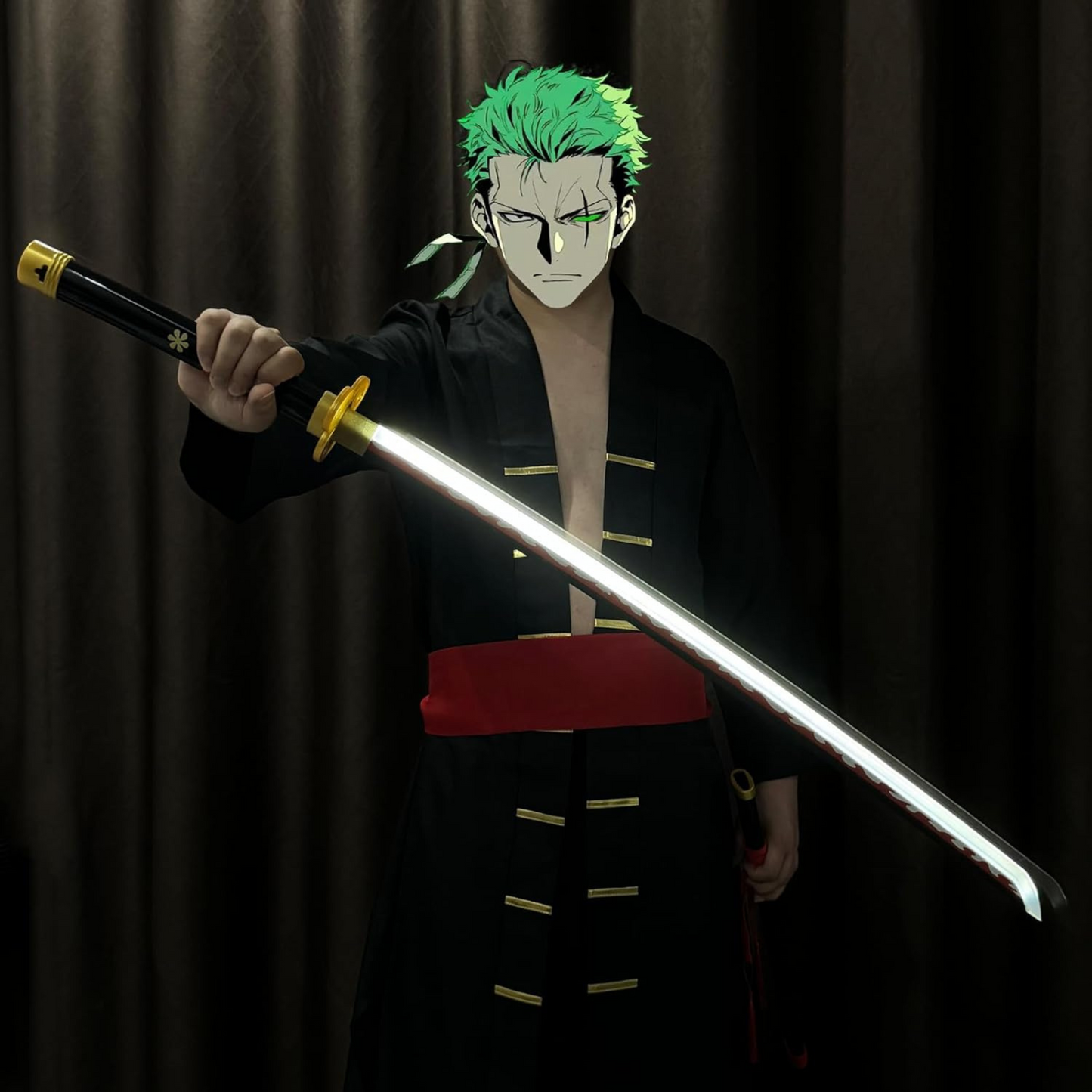 One Piece Yama Enma black LED katana replica with glowing blade – 108 cm