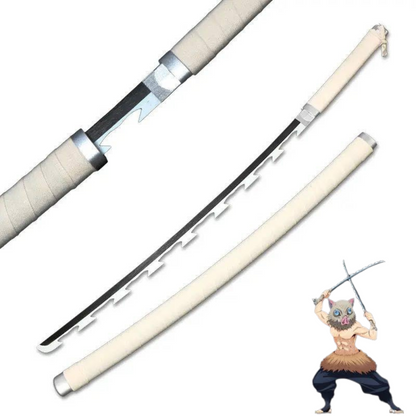 Demon Slayer Inosuke Hashibira Nichirin Wooden Katana for Cosplay 105 Cms