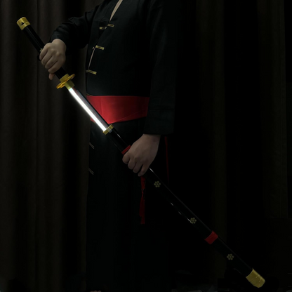 One Piece Yama Enma black LED katana replica with glowing blade – 108 cm