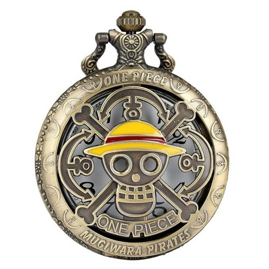 One Piece Luffy Skull Pocket Watch Keychain Antique Vintage Classic Retro Metal Keychain For Car Bikes Key Ring