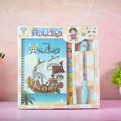 Cartoon & Anime Stationery Gift Set for Kids – Notebook, Pen & Study Kit (One Piece & Cute Character Themes)