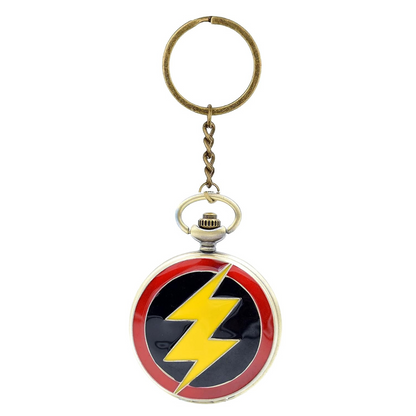 Flash Pocket Watch Superhero Antique Vintage Classic Retro Metal Keychain for Car Bikes Key Ring