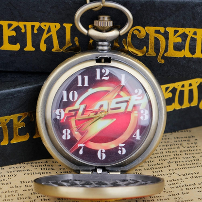 Flash Pocket Watch Superhero Antique Vintage Classic Retro Metal Keychain for Car Bikes Key Ring