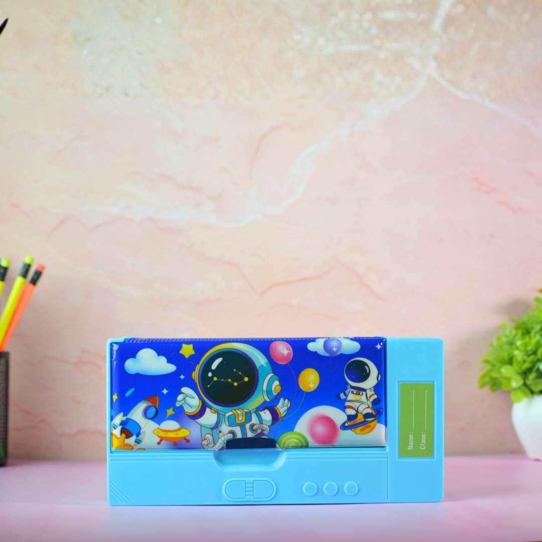 Multi-Compartment Pencil Box for Kids – Unicorn & Astronaut Space Themes