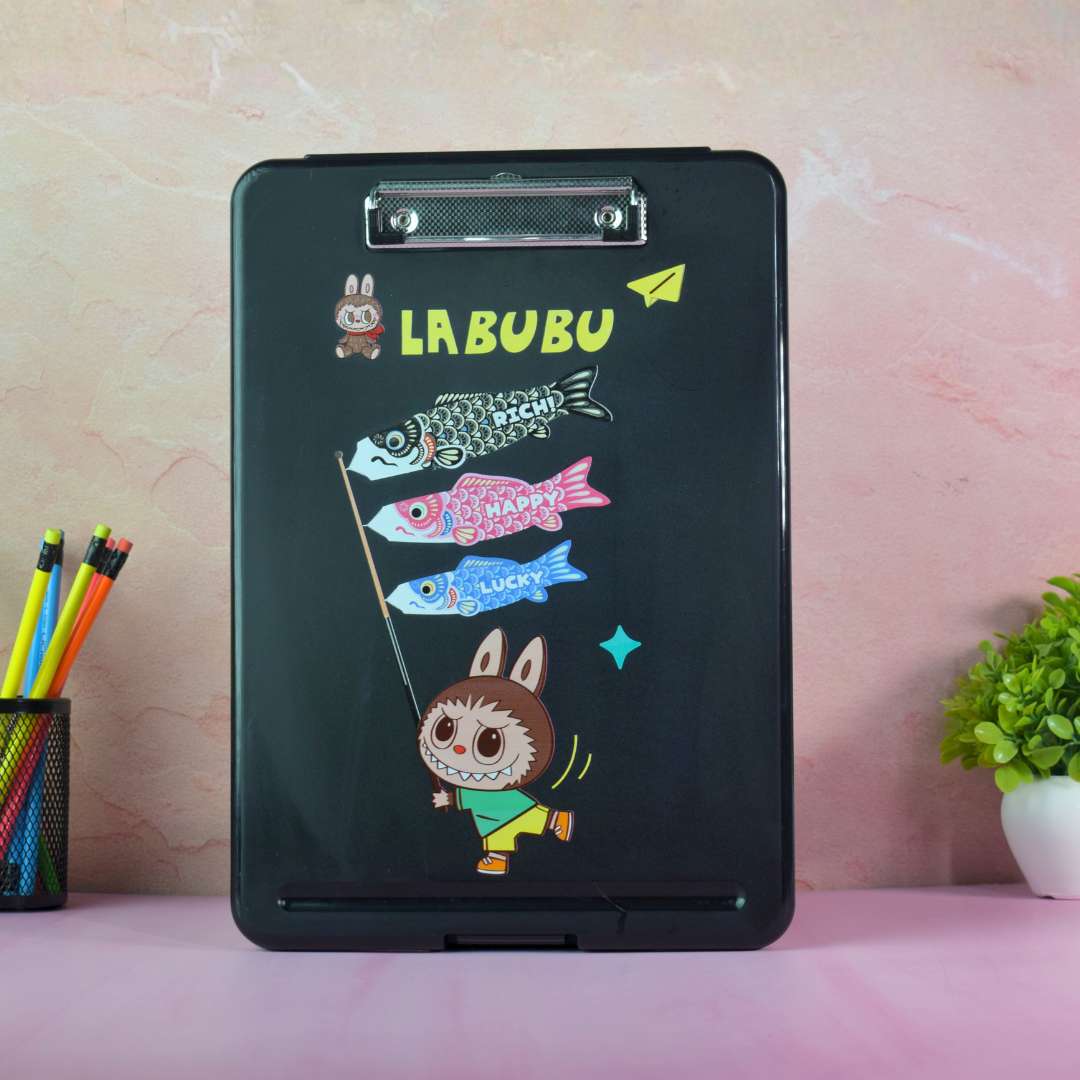 A4 Plastic Storage Clipboard with Case | Character Print Exam Pad & Document Organizer for Students & Office