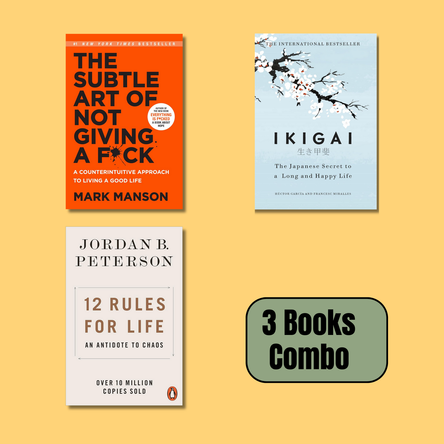 (combo) The Subtle Art of not Giving Fuck-Ikigai-12 Rules Of Life (Paperback)