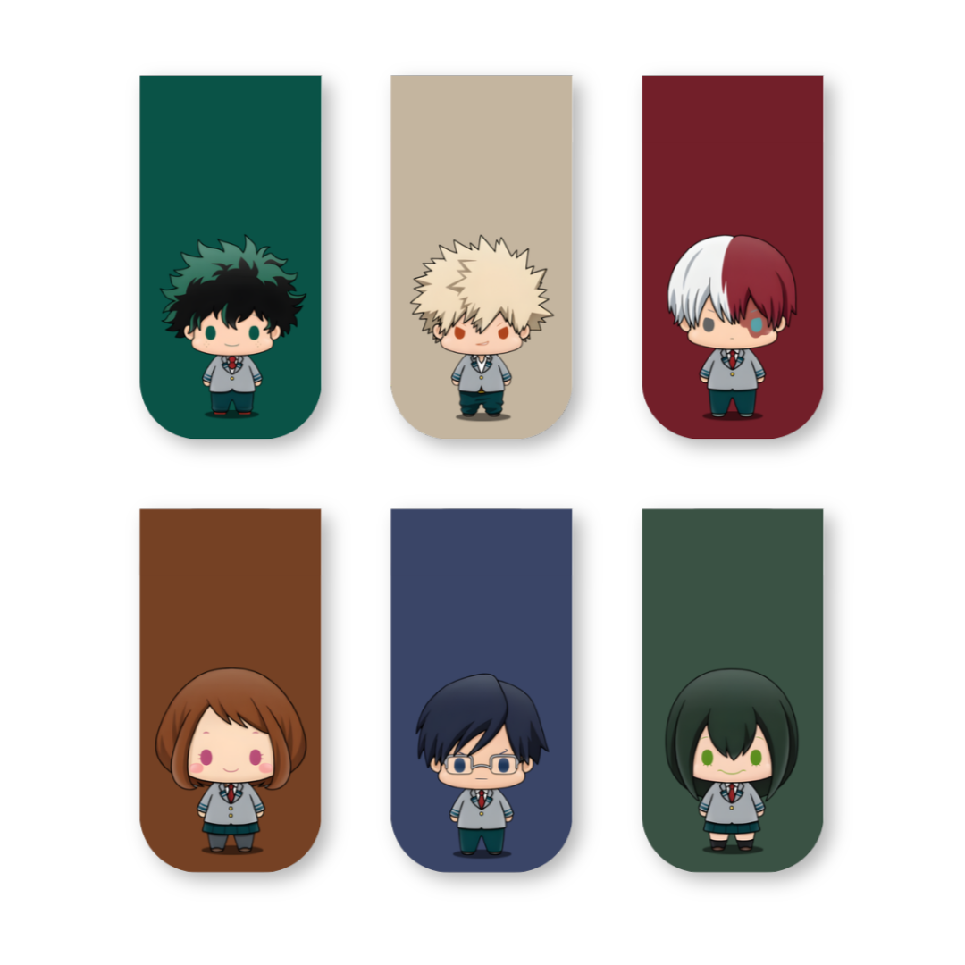 My Hero Academia Magnetic Bookmarks – Set of 6 | Chibi Deku, Bakugo, Todoroki & More
