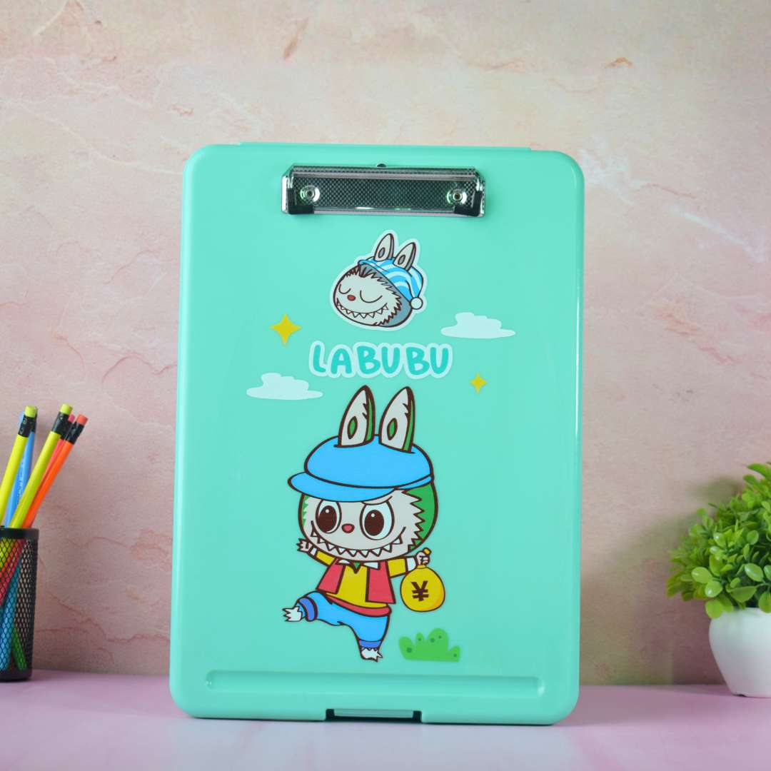 A4 Plastic Storage Clipboard with Case | Character Print Exam Pad & Document Organizer for Students & Office