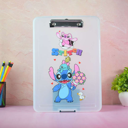 A4 Plastic Storage Clipboard with Case | Character Print Exam Pad & Document Organizer for Students & Office