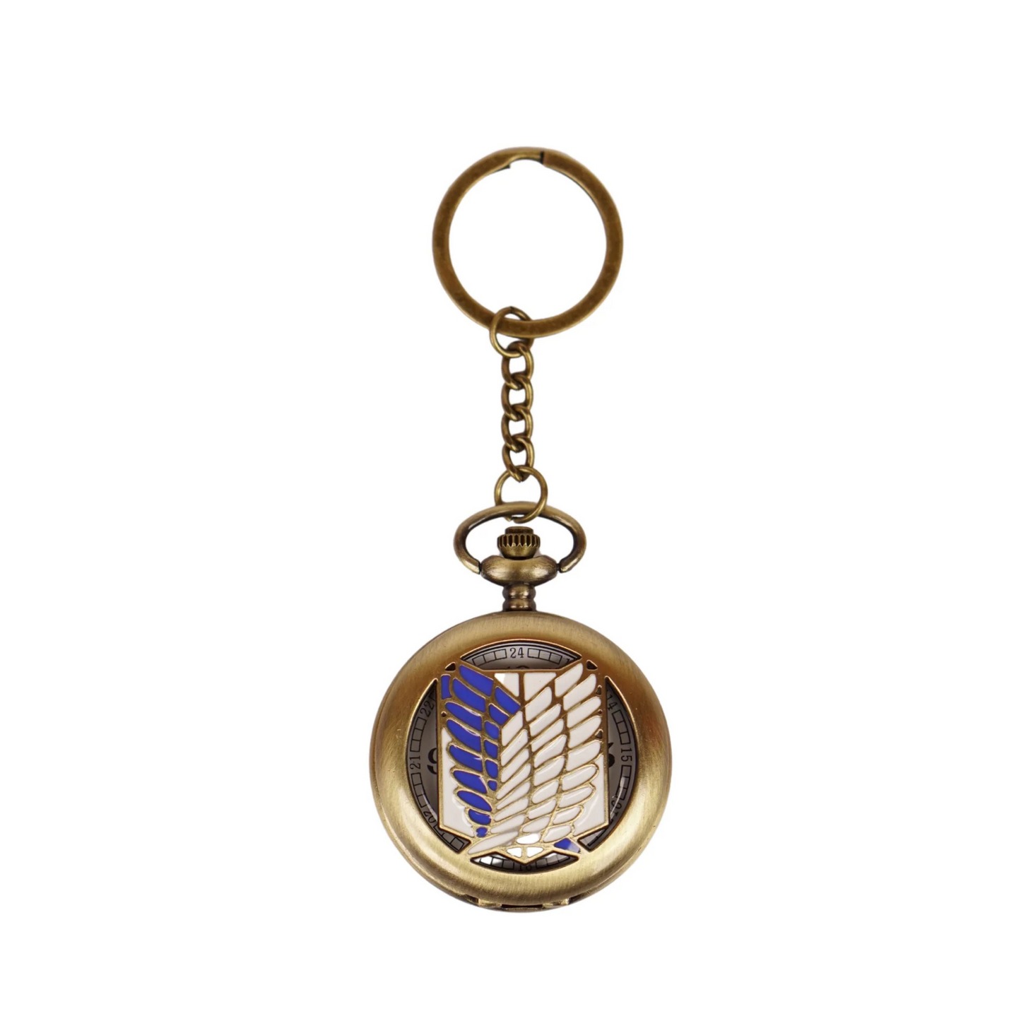 Anime Attack on Tittan AOT Pocket Watch Antique Vintage Classic Retro Metal Keychain for Car Bikes Key Ring