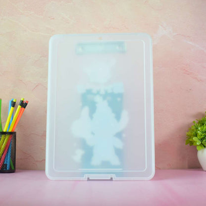A4 Plastic Storage Clipboard with Case | Character Print Exam Pad & Document Organizer for Students & Office