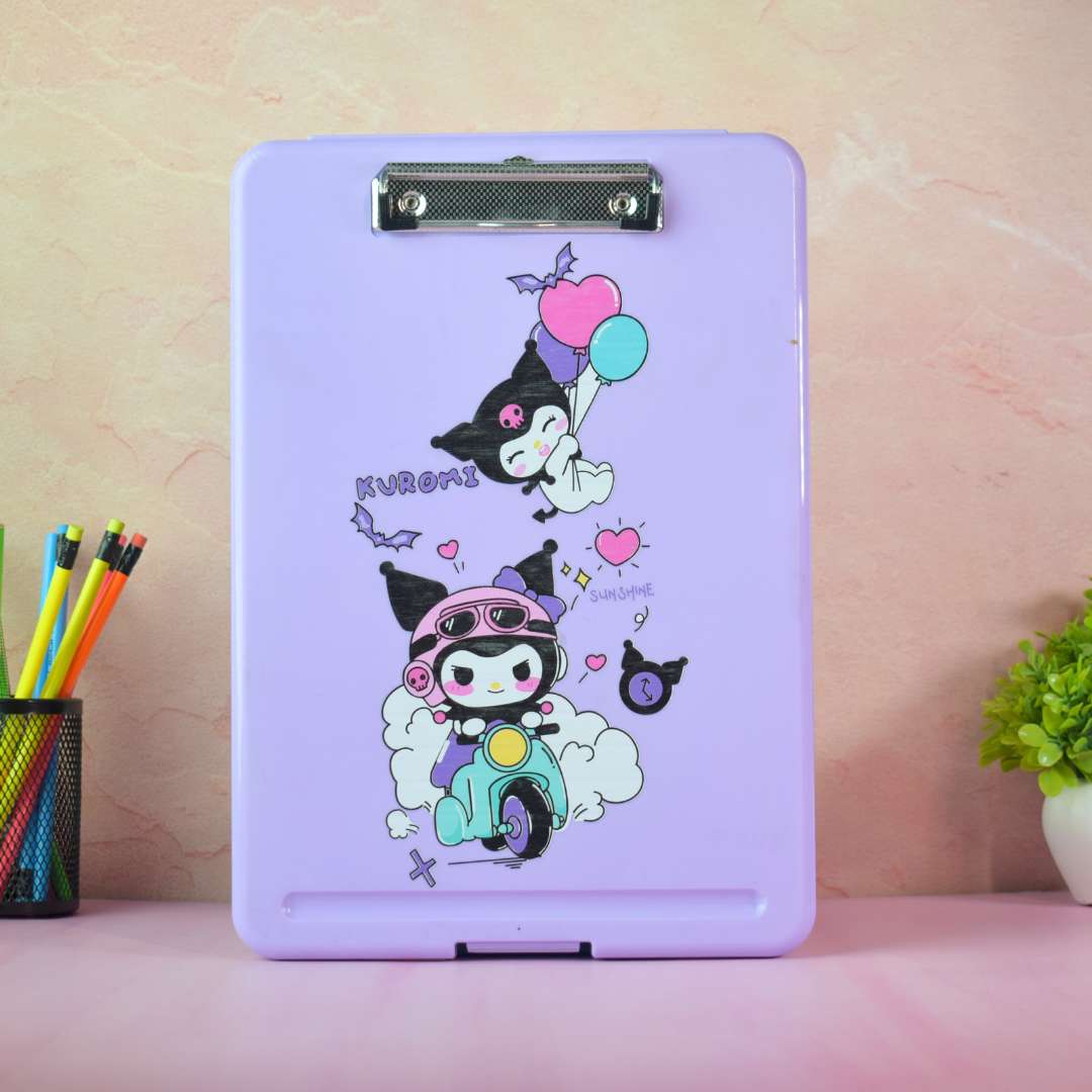 A4 Plastic Storage Clipboard with Case | Character Print Exam Pad & Document Organizer for Students & Office