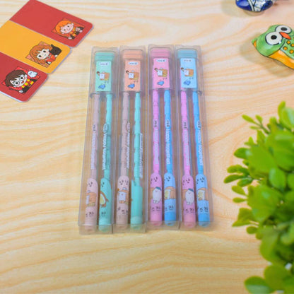 Cute Cartoon Wooden Pencil Set – Twin Pencils with Storage Case