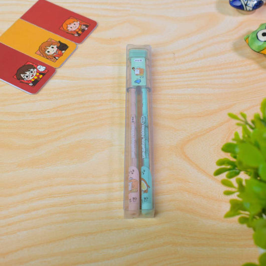 Cute Cartoon Wooden Pencil Set – Twin Pencils with Storage Case