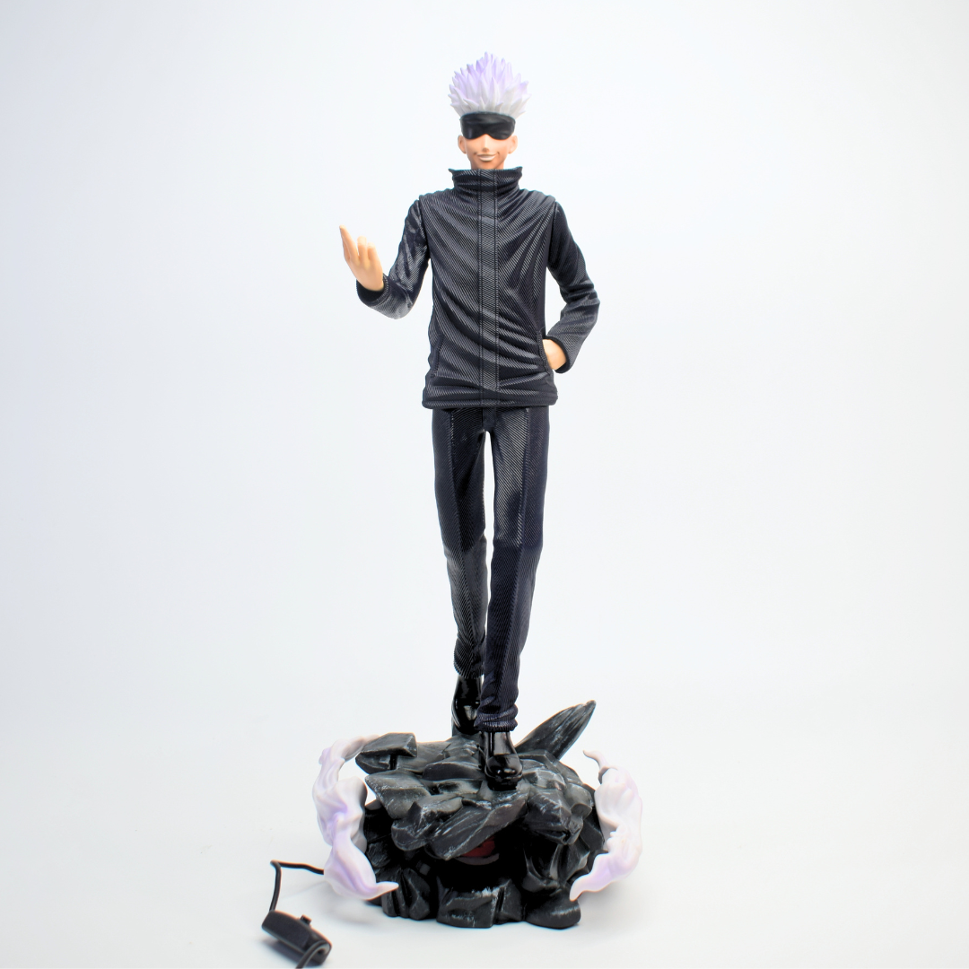 Jujutsu Kaisen Satoru Gojo Figure with LED Rock Base – Blindfold & Glasses Interchangeable Heads