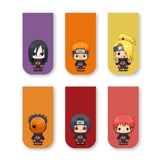 Naruto Akatsuki Magnetic Bookmarks – Set of 6 | Chibi Itachi, Pain, Deidara & More