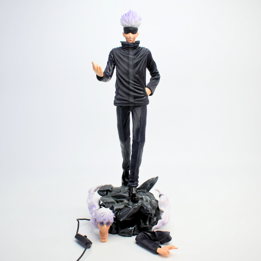 Jujutsu Kaisen Satoru Gojo Figure with LED Rock Base – Blindfold & Glasses Interchangeable Heads