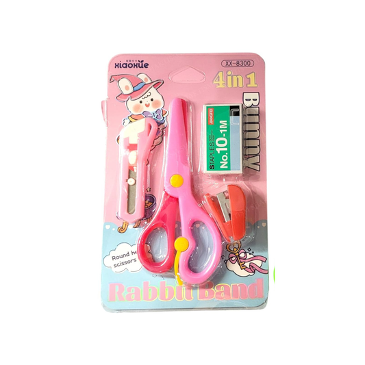 Mini Office Stationery Set with Stapler, Scissors, Washi Tape, 400 Staples, Mixed Colours