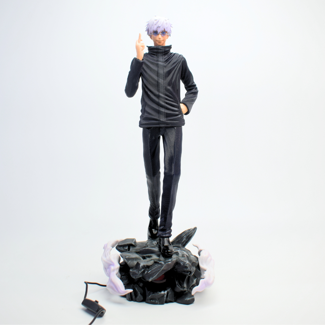 Jujutsu Kaisen Satoru Gojo Figure with LED Rock Base – Blindfold & Glasses Interchangeable Heads