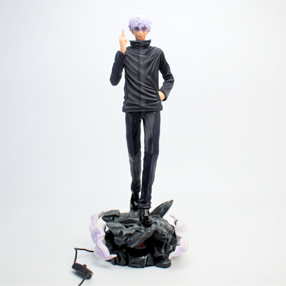 Jujutsu Kaisen Satoru Gojo Figure with LED Rock Base – Blindfold & Glasses Interchangeable Heads