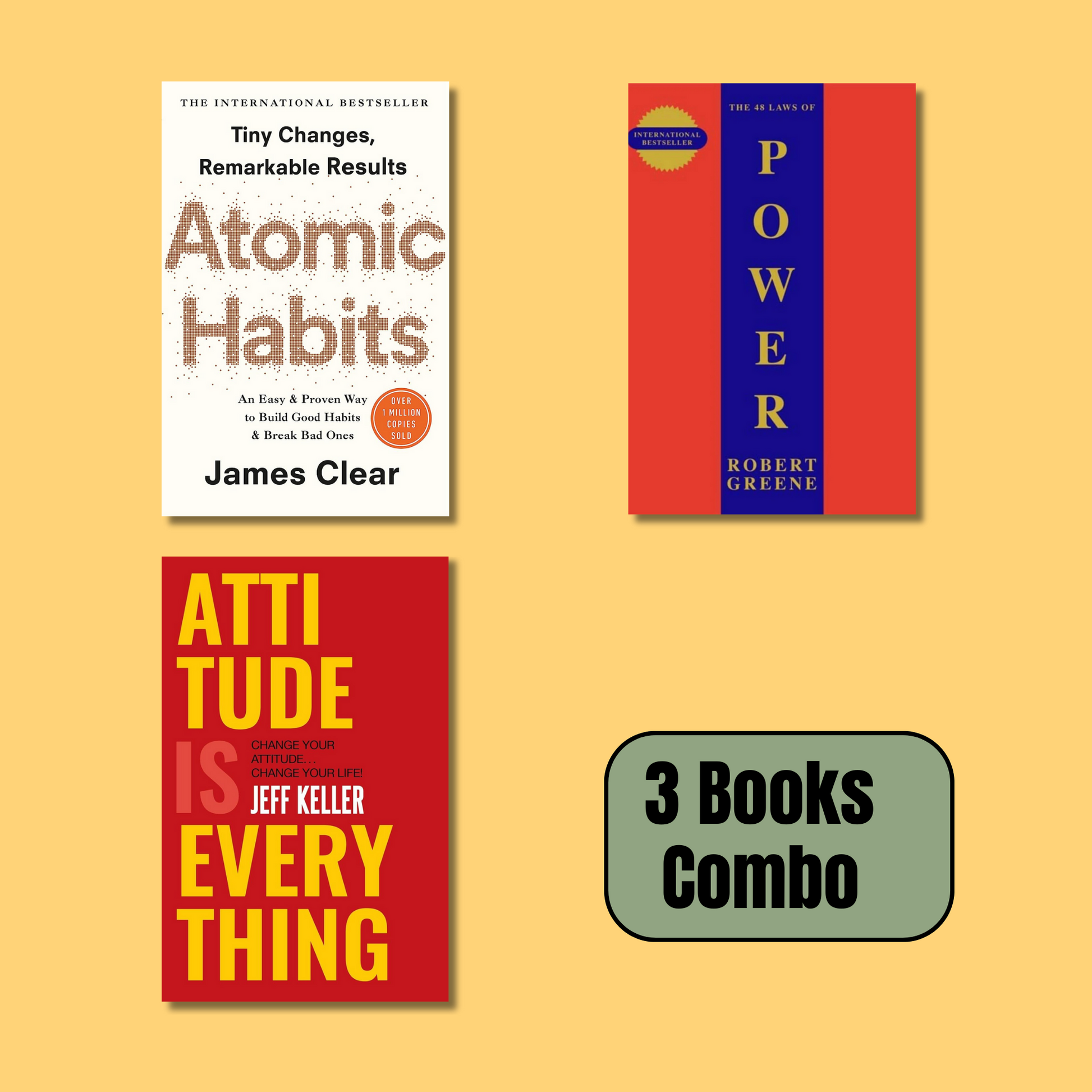 Combo] Atomic Habit-48 Laws Of Power-Attitude Is Everything (Paperback) -  Gyaanstore