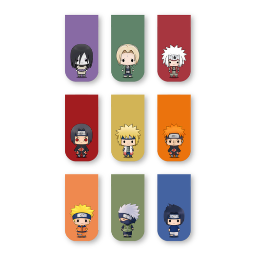 Naruto Shippuden Magnetic Bookmarks – Set of 9 | Chibi Naruto, Itachi, Kakashi & More