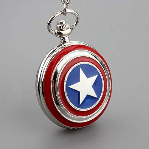 Captain America Shield Antique Pocket Watch Vintage Metal Keychain for Car Bikes Key Ring