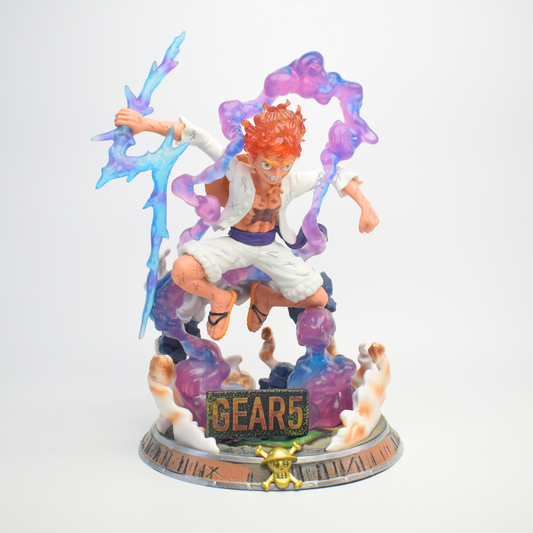 One Piece Luffy Gear 5 Figure – Lightning Strike Diorama with GEAR 5 Nameplate Base