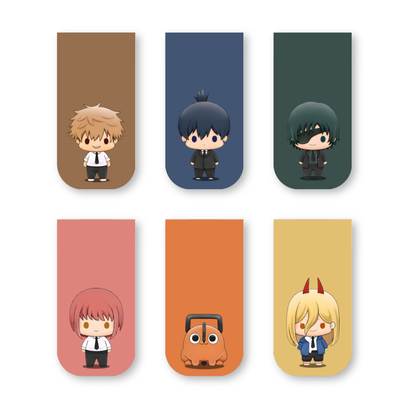 Chainsaw Man Magnetic Bookmarks – Set of 6 | Chibi Denji, Power, Makima, Pochita & More