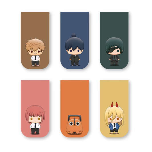 Chainsaw Man Magnetic Bookmarks – Set of 6 | Chibi Denji, Power, Makima, Pochita & More