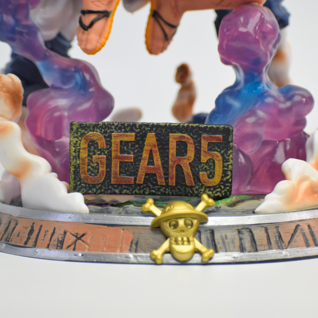 One Piece Luffy Gear 5 Figure – Lightning Strike Diorama with GEAR 5 Nameplate Base