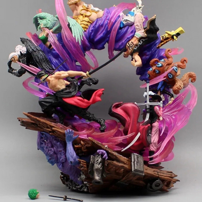 One Piece Ghost Island Zoro action figure fighting multiple enemies
