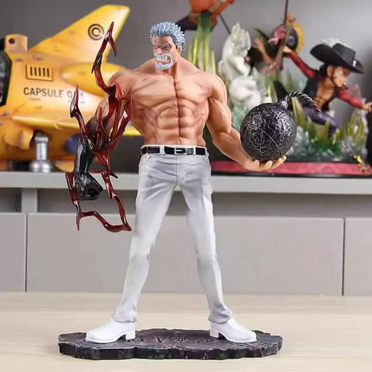 Monkey D. Garp Action Figure from One Piece anime – holding bomb and haki-covered fist, 25 cm detailed collectible statue.