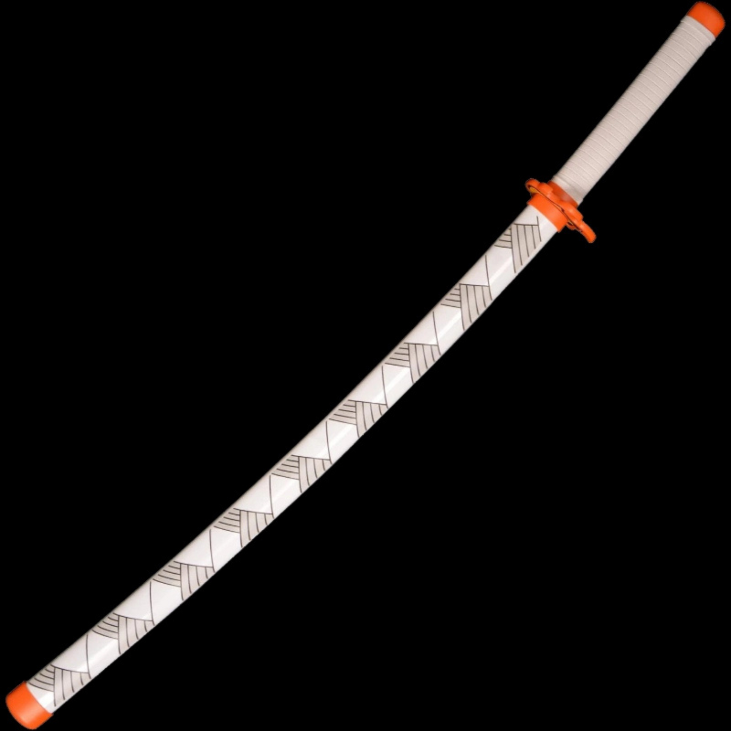 Wooden replica of Kyojuro Rengoku’s Nichirin katana with flame-patterned scabbard