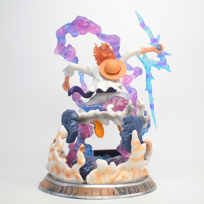 One Piece Luffy Gear 5 Figure – Lightning Strike Diorama with GEAR 5 Nameplate Base
