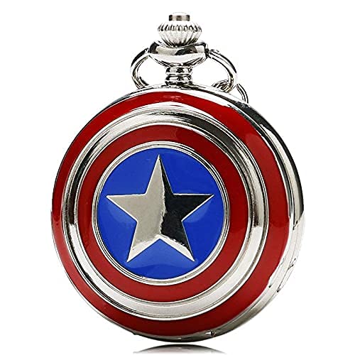 Captain America Shield Antique Pocket Watch Vintage Metal Keychain for Car Bikes Key Ring