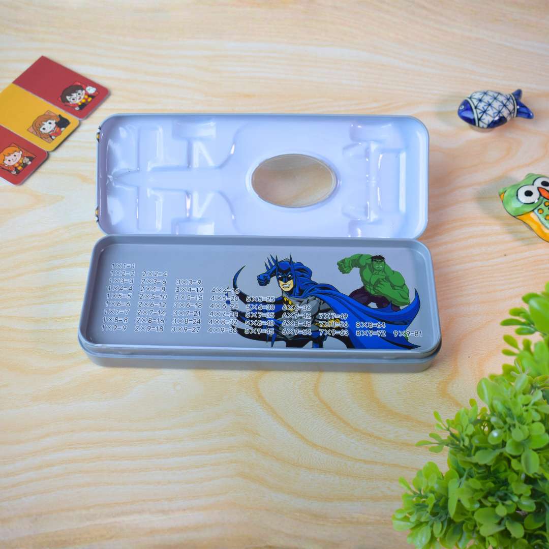 Superhero Race Car Theme Multi-Compartment Pencil Box for Kids