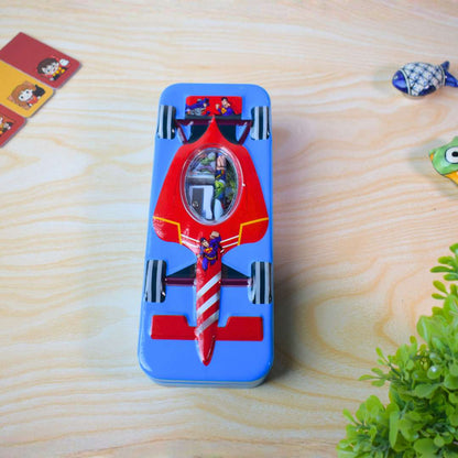 Superhero Race Car Theme Multi-Compartment Pencil Box for Kids