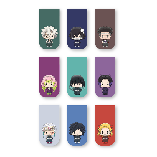 Demon Slayer Hashira Magnetic Bookmarks – Set of 9 | Chibi Mitsuri, Shinobu, Rengoku & More