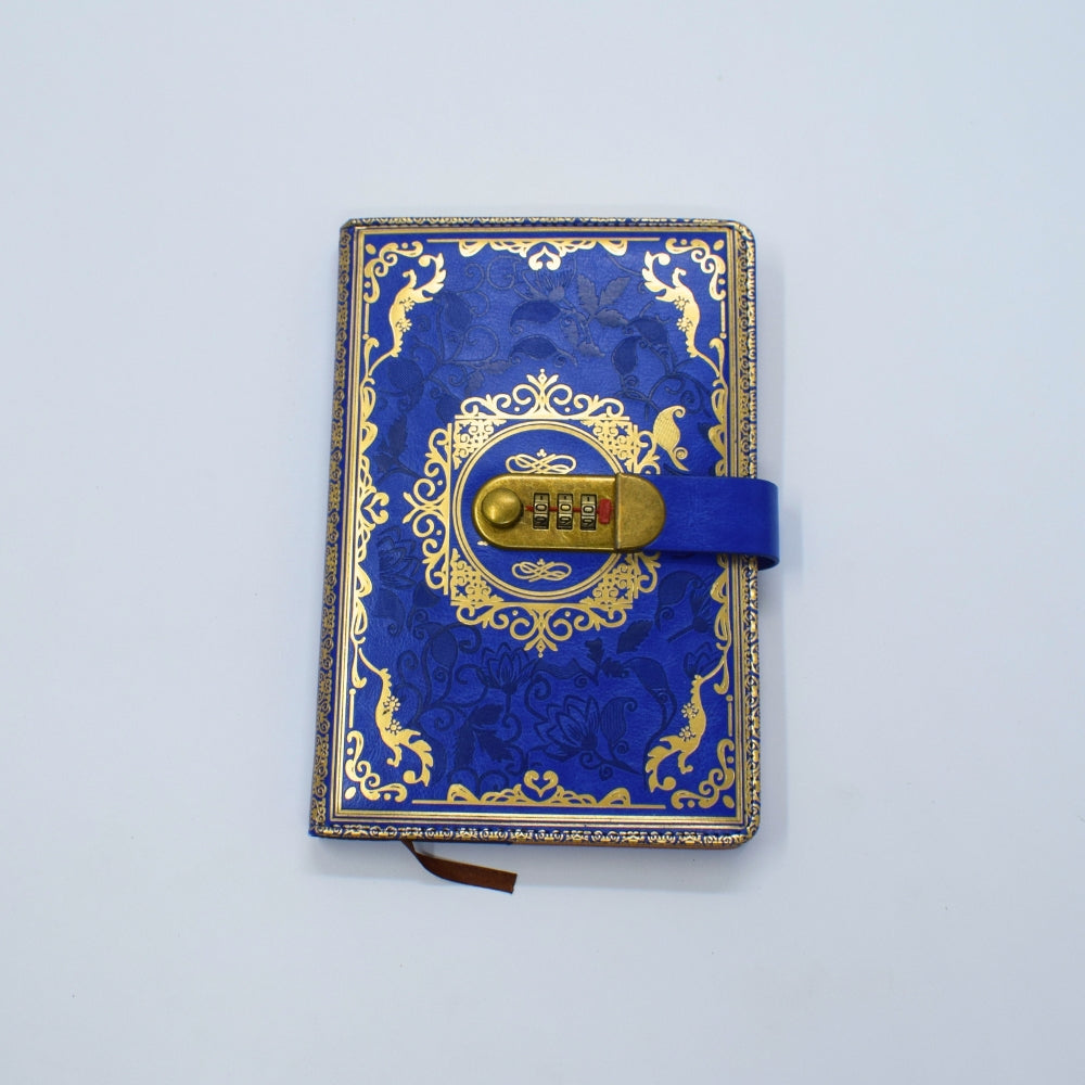 Vintage Lock Diary Notebook – Premium Password Journal with Ornate Cover Blue