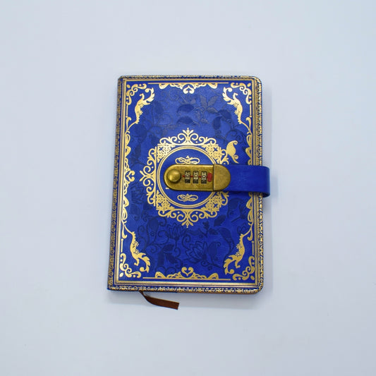 Vintage Lock Diary Notebook – Premium Password Journal with Ornate Cover Blue