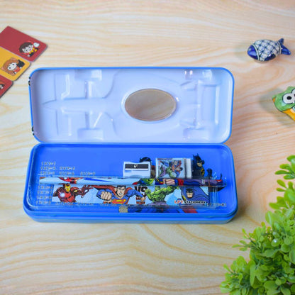 Superhero Race Car Theme Multi-Compartment Pencil Box for Kids