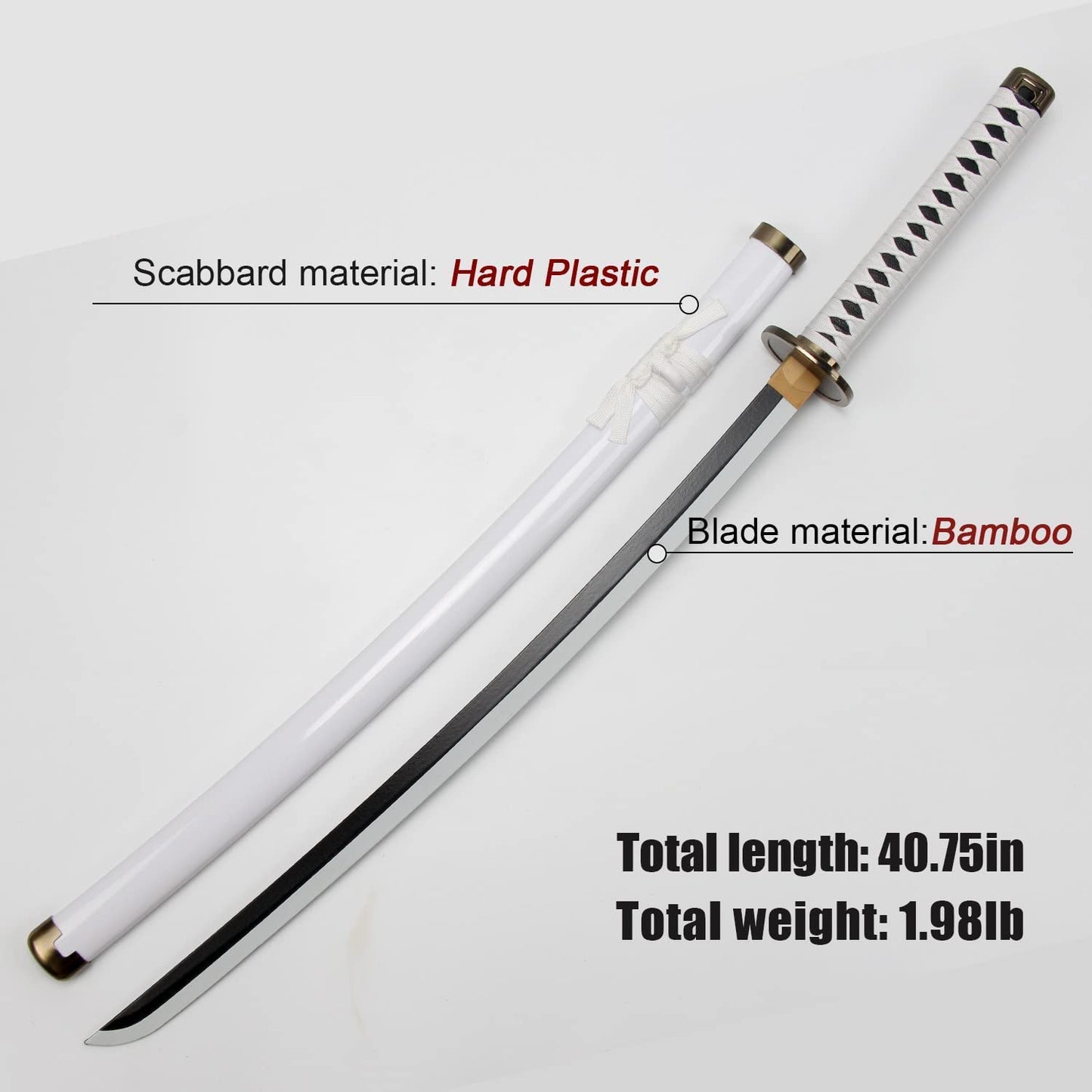 Anime Cosplay Samurai Sword 41 Inch Decorative Collectible Sword Various Styles (Wooden)